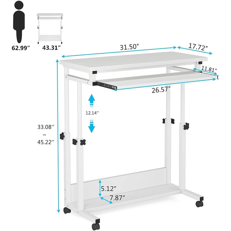 Support portable pour ordinateur portable pour canapé et lit, petite table réglable en hauteur