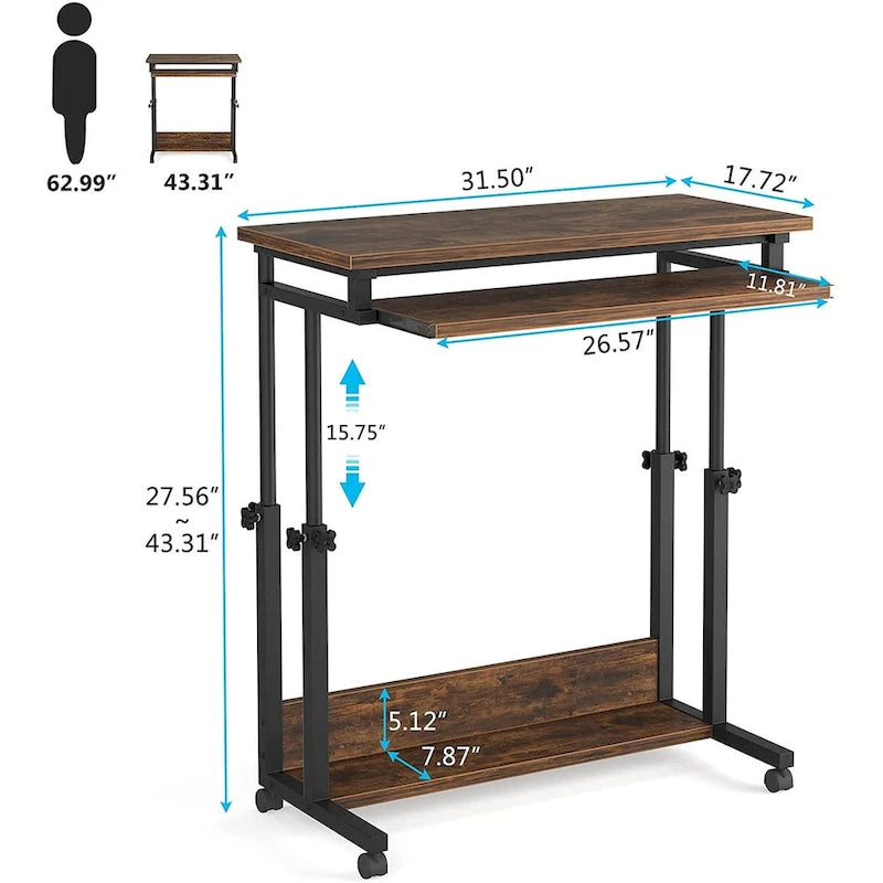 Support portable pour ordinateur portable pour canapé et lit, petite table réglable en hauteur