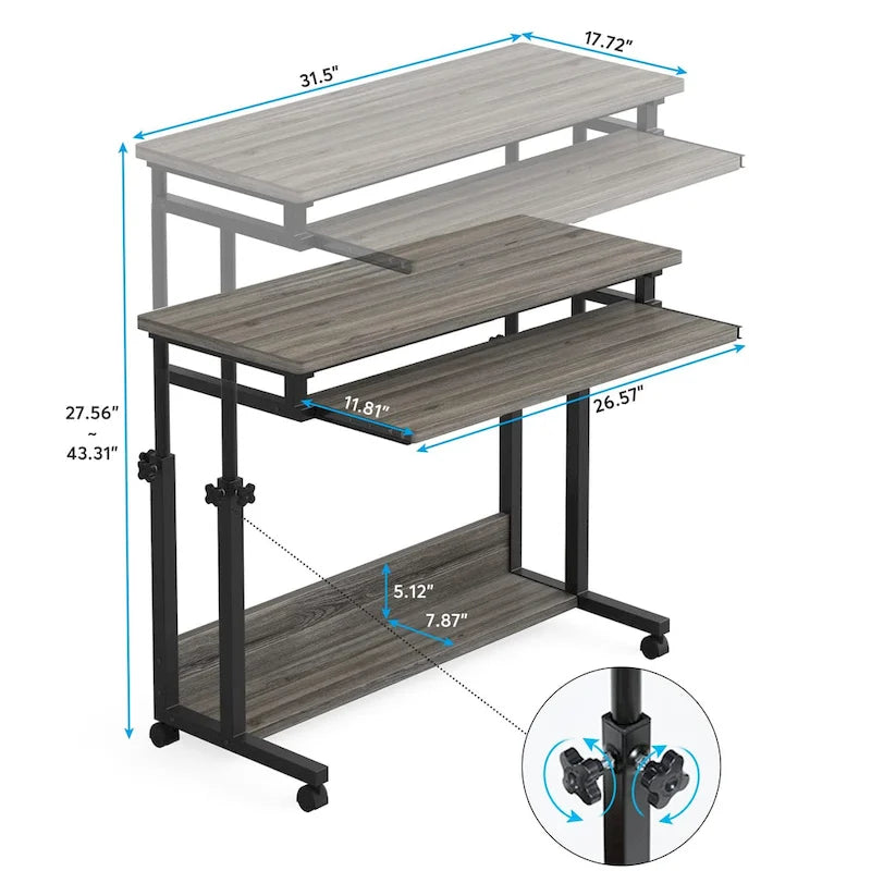 Support portable pour ordinateur portable pour canapé et lit, petite table réglable en hauteur