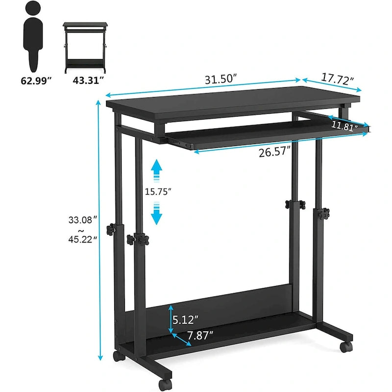 Support portable pour ordinateur portable pour canapé et lit, petite table réglable en hauteur