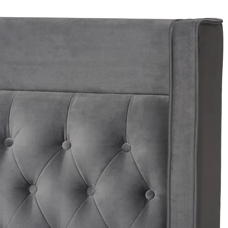 Lit plateforme glamour capitonné en velours contemporain