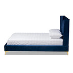 Lit plateforme glamour capitonné en velours contemporain