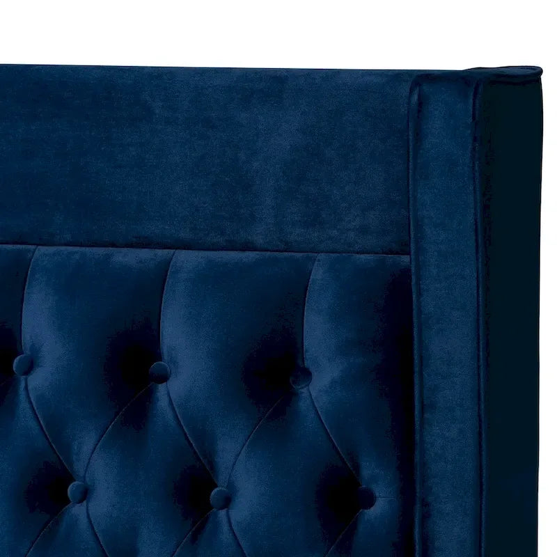 Lit plateforme glamour capitonné en velours contemporain