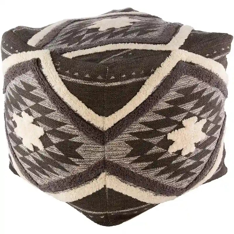 Pouf Cube Shaggy Bohème 18 pouces