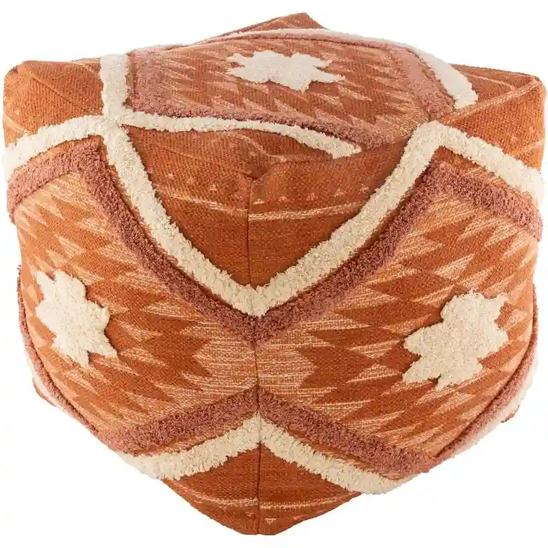 Pouf Cube Shaggy Bohème 18 pouces