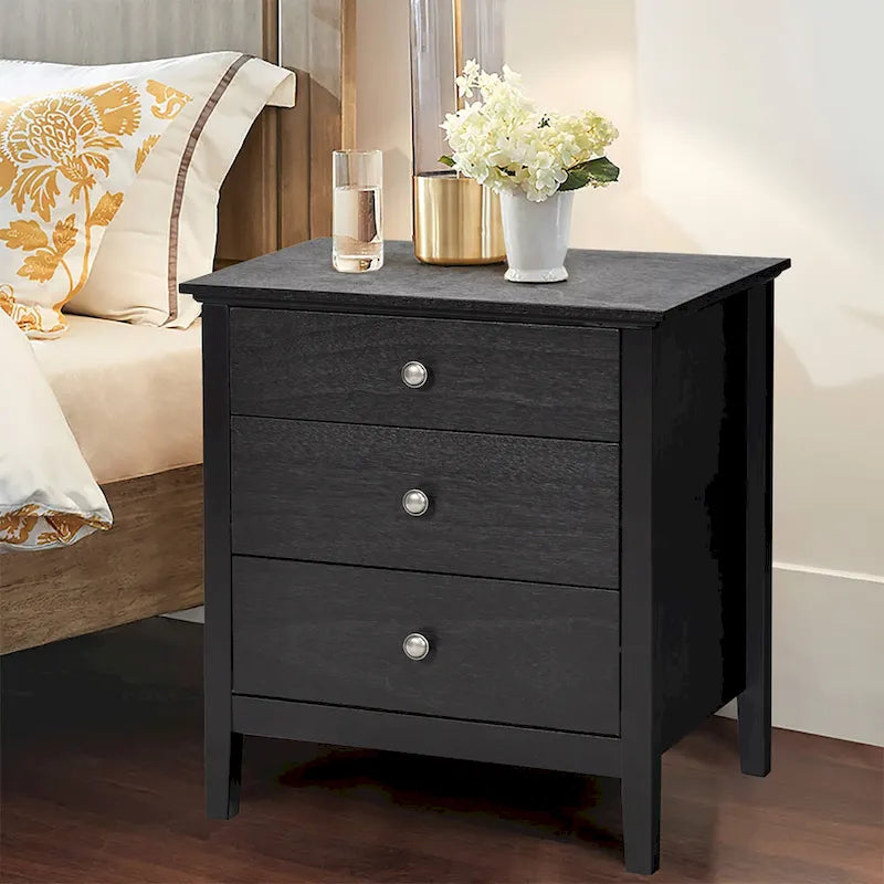 Table de chevet moderne avec 3 tiroirs Structure solide Table d'appoint