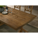 Table à manger tréteaux en bois de ferme, finition brossée bois flotté