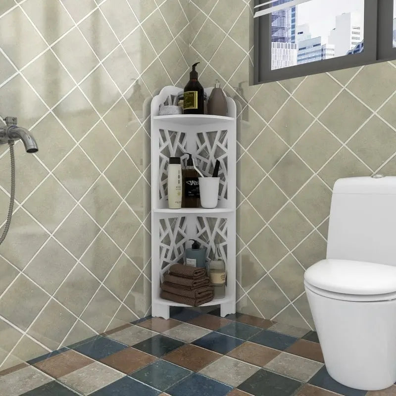 Étagère d'angle de douche 3 niveaux étanche, Blanc