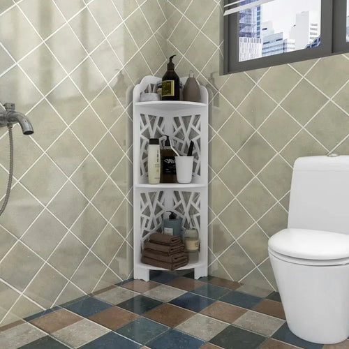Étagère d'angle de douche 3 niveaux étanche, Blanc