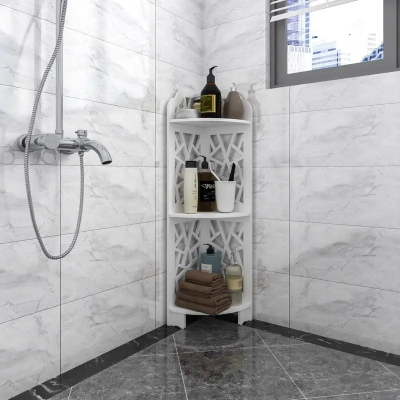 Étagère d'angle de douche 3 niveaux étanche, Blanc
