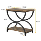 Table d'appoint de chevet à deux niveaux rectangulaire en bois et métal
