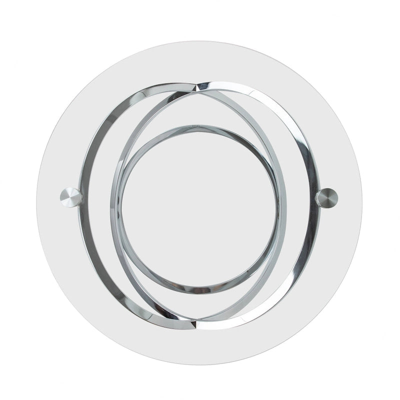 Table basse ronde en verre trempé avec piètement croisé