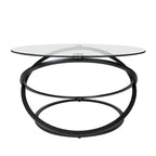 Table basse ronde en verre trempé avec piètement croisé