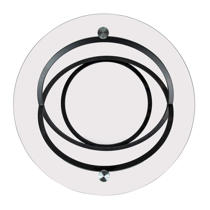 Table basse ronde en verre trempé avec piètement croisé