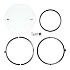 Table basse ronde en verre trempé avec piètement croisé