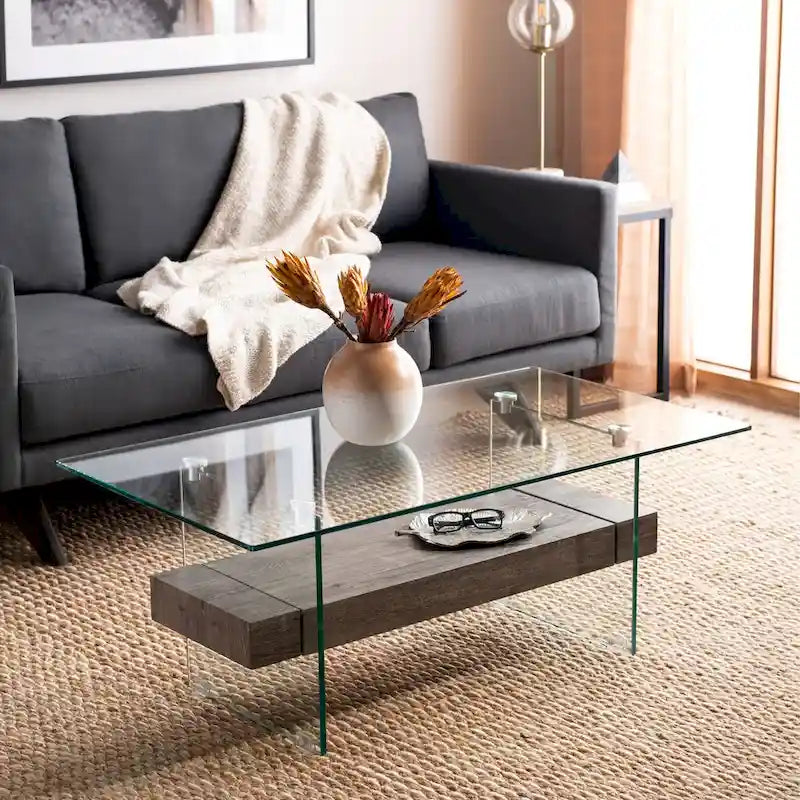 Table basse moderne en verre - 43,3 x 23,6 x 16,5