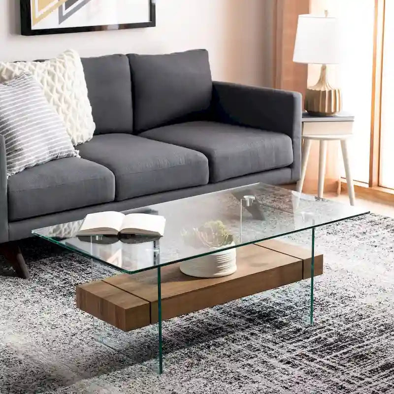 Table basse moderne en verre - 43,3 x 23,6 x 16,5