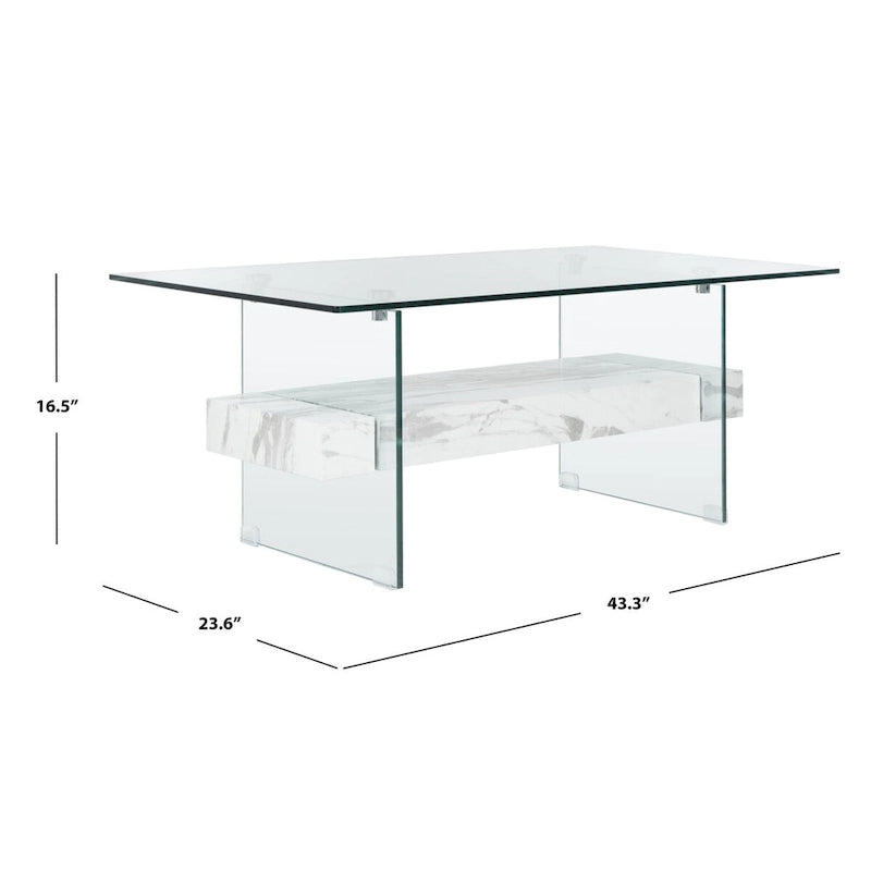 Table basse moderne en verre - 43,3 x 23,6 x 16,5