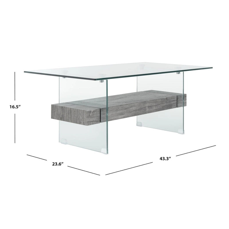 Table basse moderne en verre - 43,3 x 23,6 x 16,5