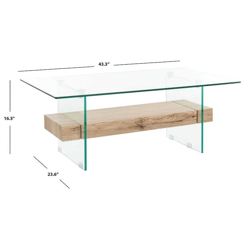 Table basse moderne en verre - 43,3 x 23,6 x 16,5