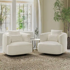 Fauteuil d'appoint pivotant en tissu mélangé, fauteuil de salon moderne en forme de tonneau - 32,7 L x 32,7 P x 26,8 H
