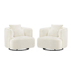 Fauteuil d'appoint pivotant en tissu mélangé, fauteuil de salon moderne en forme de tonneau - 32,7 L x 32,7 P x 26,8 H