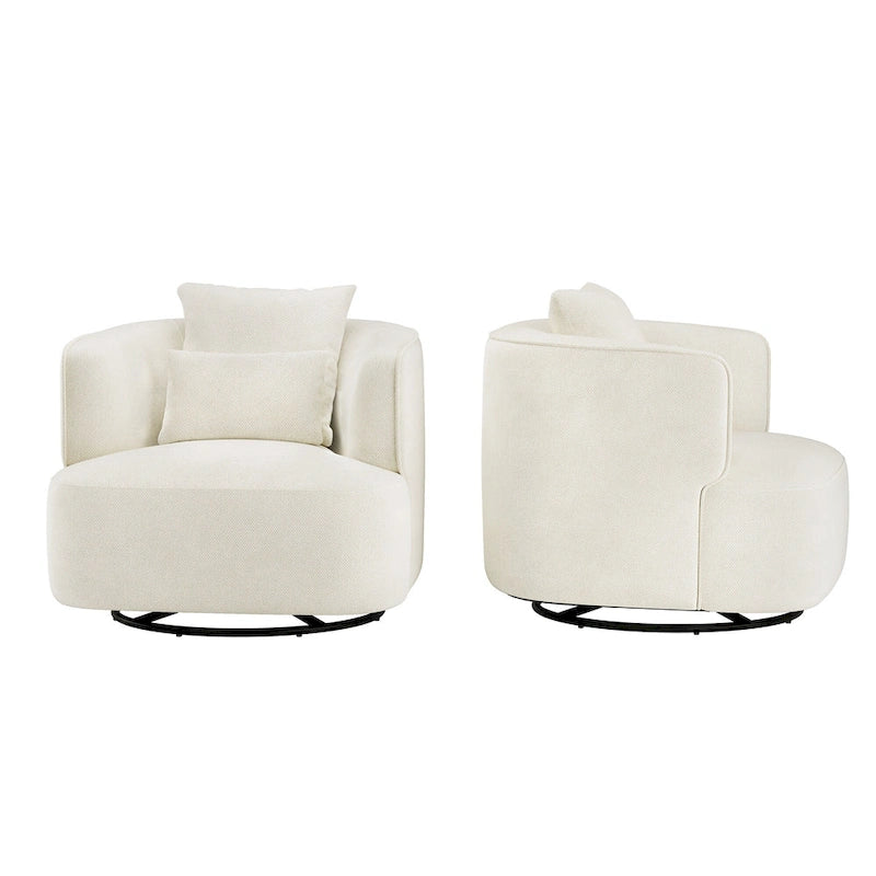 Fauteuil d'appoint pivotant en tissu mélangé, fauteuil de salon moderne en forme de tonneau - 32,7 L x 32,7 P x 26,8 H
