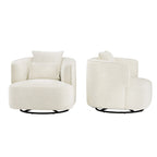 Fauteuil d'appoint pivotant en tissu mélangé, fauteuil de salon moderne en forme de tonneau - 32,7 L x 32,7 P x 26,8 H