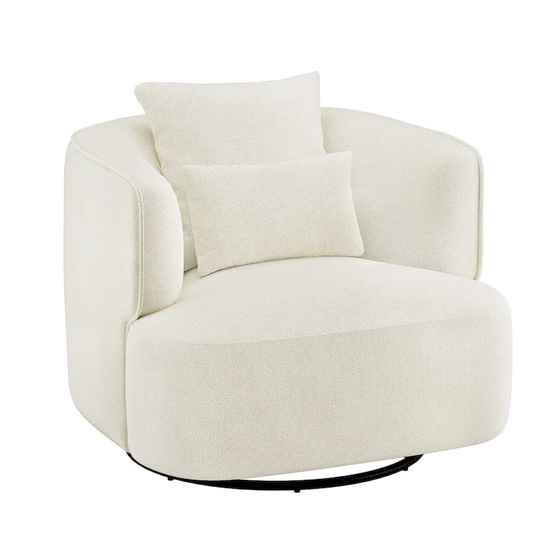 Fauteuil d'appoint pivotant en tissu mélangé, fauteuil de salon moderne en forme de tonneau - 32,7 L x 32,7 P x 26,8 H