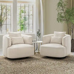 Fauteuil d'appoint pivotant en tissu mélangé, fauteuil de salon moderne en forme de tonneau - 32,7 L x 32,7 P x 26,8 H