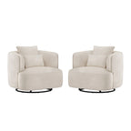 Fauteuil d'appoint pivotant en tissu mélangé, fauteuil de salon moderne en forme de tonneau - 32,7 L x 32,7 P x 26,8 H