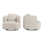 Fauteuil d'appoint pivotant en tissu mélangé, fauteuil de salon moderne en forme de tonneau - 32,7 L x 32,7 P x 26,8 H