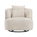 Fauteuil d'appoint pivotant en tissu mélangé, fauteuil de salon moderne en forme de tonneau - 32,7 L x 32,7 P x 26,8 H