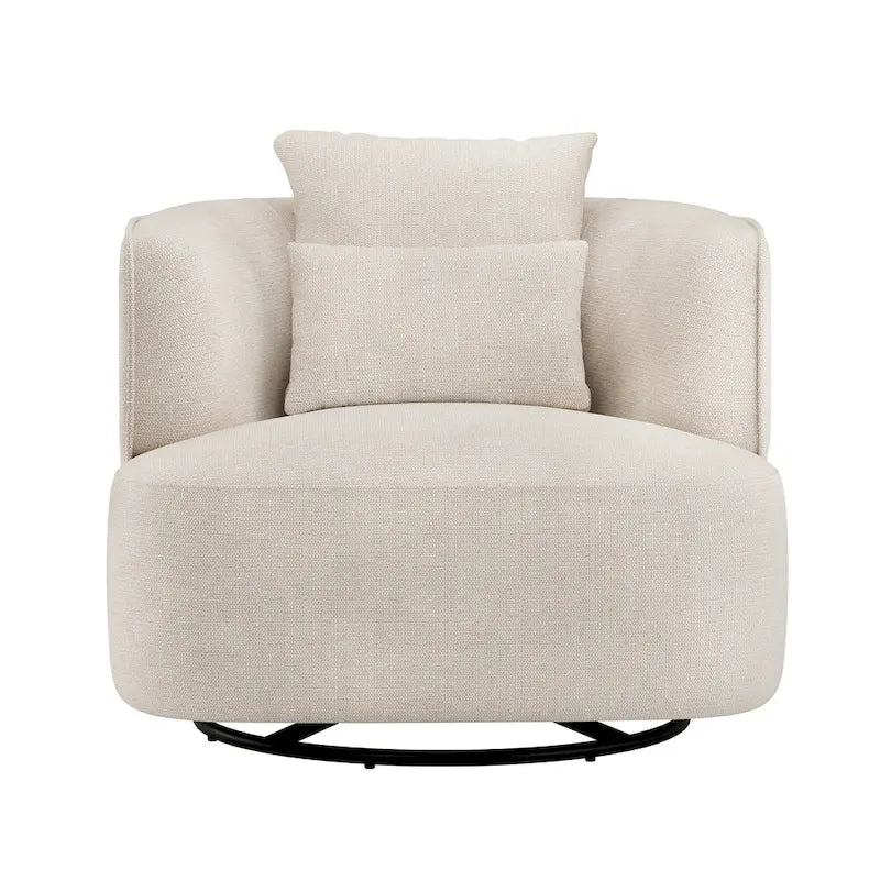 Fauteuil d'appoint pivotant en tissu mélangé, fauteuil de salon moderne en forme de tonneau - 32,7 L x 32,7 P x 26,8 H