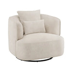 Fauteuil d'appoint pivotant en tissu mélangé, fauteuil de salon moderne en forme de tonneau - 32,7 L x 32,7 P x 26,8 H