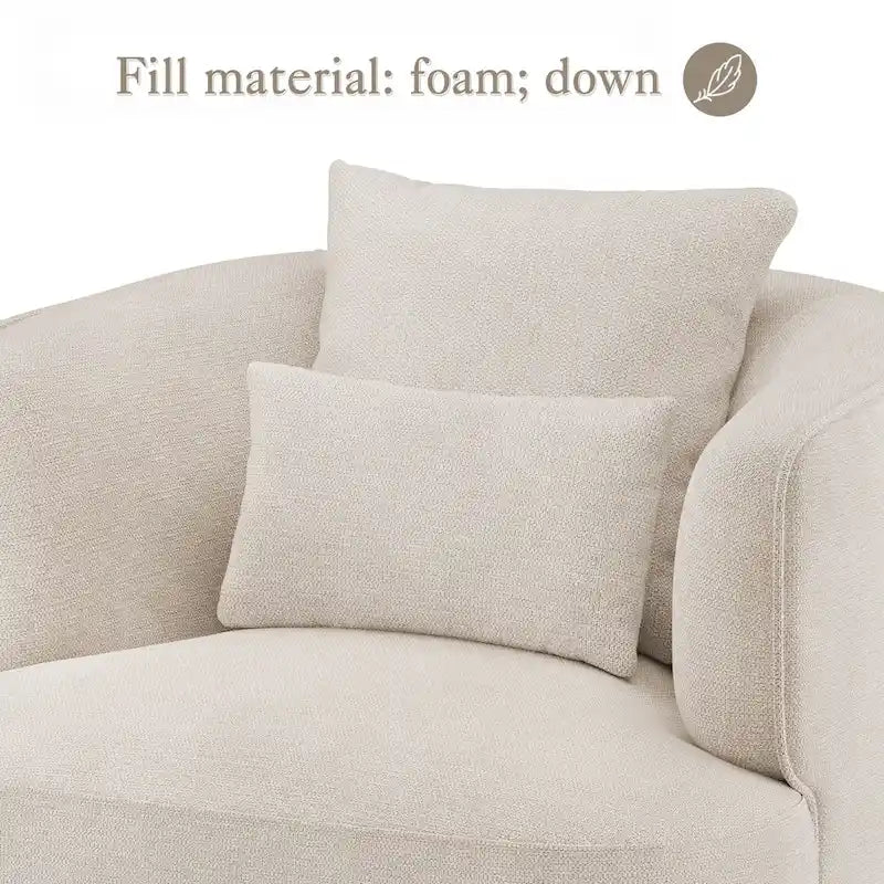 Fauteuil d'appoint pivotant en tissu mélangé, fauteuil de salon moderne en forme de tonneau - 32,7 L x 32,7 P x 26,8 H