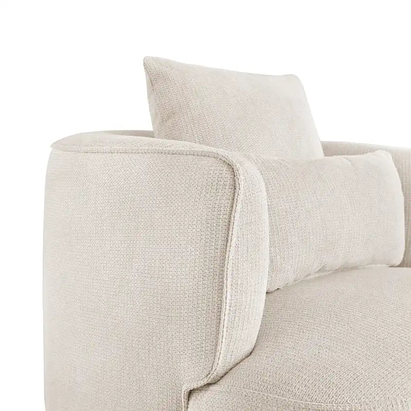 Fauteuil d'appoint pivotant en tissu mélangé, fauteuil de salon moderne en forme de tonneau - 32,7 L x 32,7 P x 26,8 H