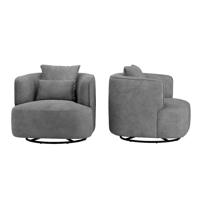 Fauteuil d'appoint pivotant en tissu mélangé, fauteuil de salon moderne en forme de tonneau - 32,7 L x 32,7 P x 26,8 H