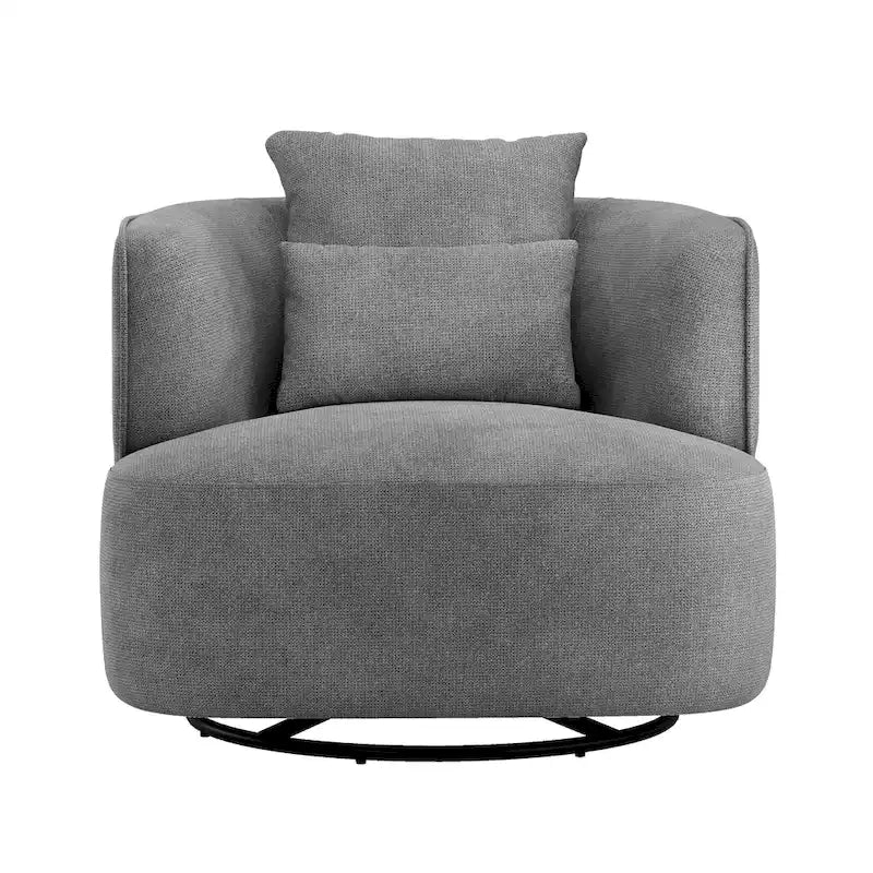 Fauteuil d'appoint pivotant en tissu mélangé, fauteuil de salon moderne en forme de tonneau - 32,7 L x 32,7 P x 26,8 H