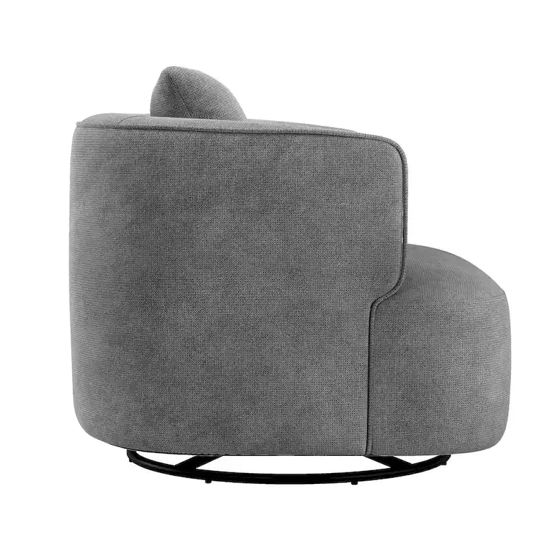 Fauteuil d'appoint pivotant en tissu mélangé, fauteuil de salon moderne en forme de tonneau - 32,7 L x 32,7 P x 26,8 H