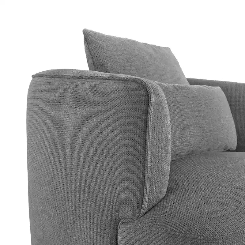 Fauteuil d'appoint pivotant en tissu mélangé, fauteuil de salon moderne en forme de tonneau - 32,7 L x 32,7 P x 26,8 H