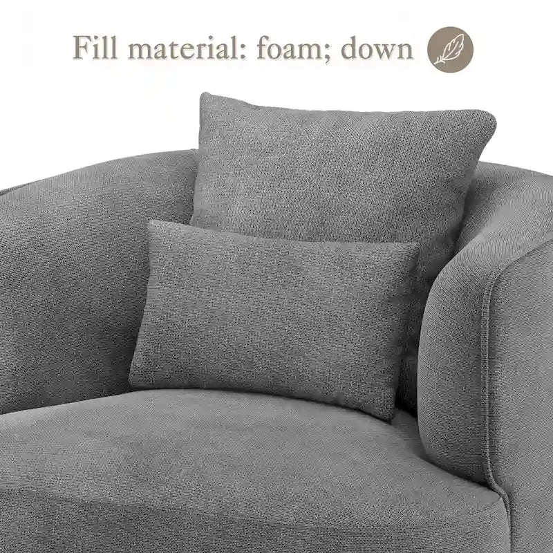 Fauteuil d'appoint pivotant en tissu mélangé, fauteuil de salon moderne en forme de tonneau - 32,7 L x 32,7 P x 26,8 H