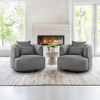 Fauteuil d'appoint pivotant en tissu mélangé, fauteuil de salon moderne en forme de tonneau - 32,7 L x 32,7 P x 26,8 H