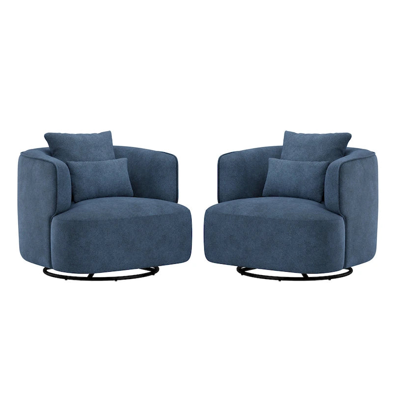 Fauteuil d'appoint pivotant en tissu mélangé, fauteuil de salon moderne en forme de tonneau - 32,7 L x 32,7 P x 26,8 H