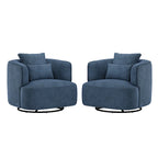 Fauteuil d'appoint pivotant en tissu mélangé, fauteuil de salon moderne en forme de tonneau - 32,7 L x 32,7 P x 26,8 H