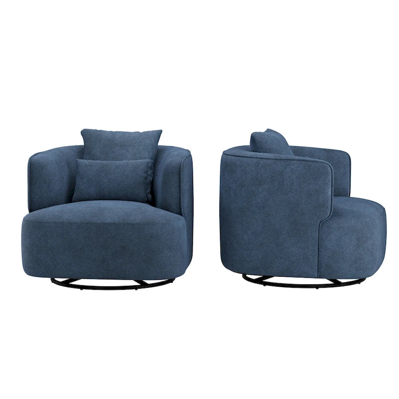 Fauteuil d'appoint pivotant en tissu mélangé, fauteuil de salon moderne en forme de tonneau - 32,7 L x 32,7 P x 26,8 H