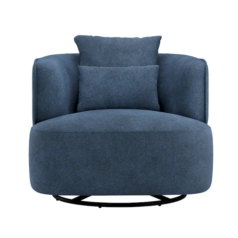 Fauteuil d'appoint pivotant en tissu mélangé, fauteuil de salon moderne en forme de tonneau - 32,7 L x 32,7 P x 26,8 H