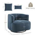 Fauteuil d'appoint pivotant en tissu mélangé, fauteuil de salon moderne en forme de tonneau - 32,7 L x 32,7 P x 26,8 H