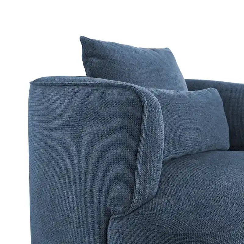 Fauteuil d'appoint pivotant en tissu mélangé, fauteuil de salon moderne en forme de tonneau - 32,7 L x 32,7 P x 26,8 H