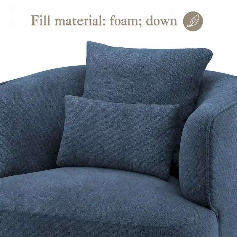 Fauteuil d'appoint pivotant en tissu mélangé, fauteuil de salon moderne en forme de tonneau - 32,7 L x 32,7 P x 26,8 H